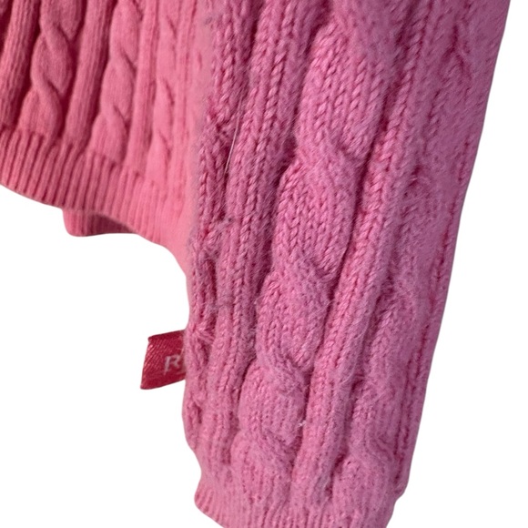 Lauren Ralph Lauren V Beck Cable Knit Cardigan Size XL Pink Stretch Cotton - Picture 7 of 7